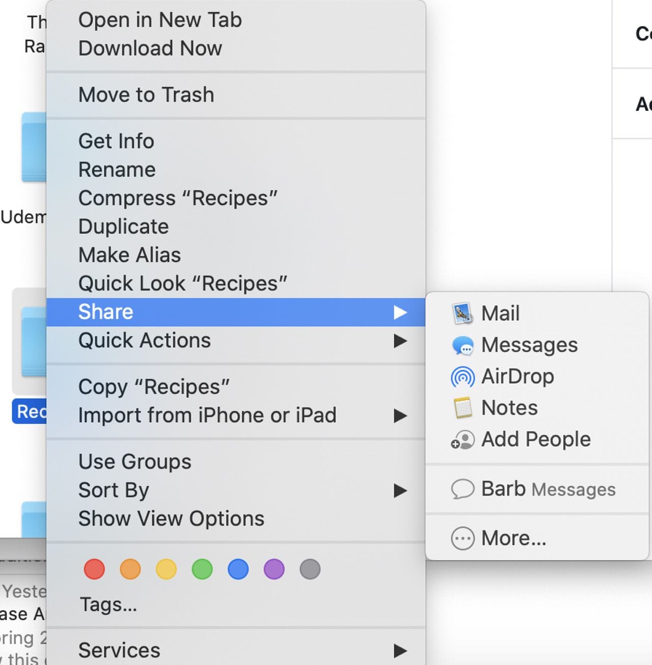 Folder share options in macOS