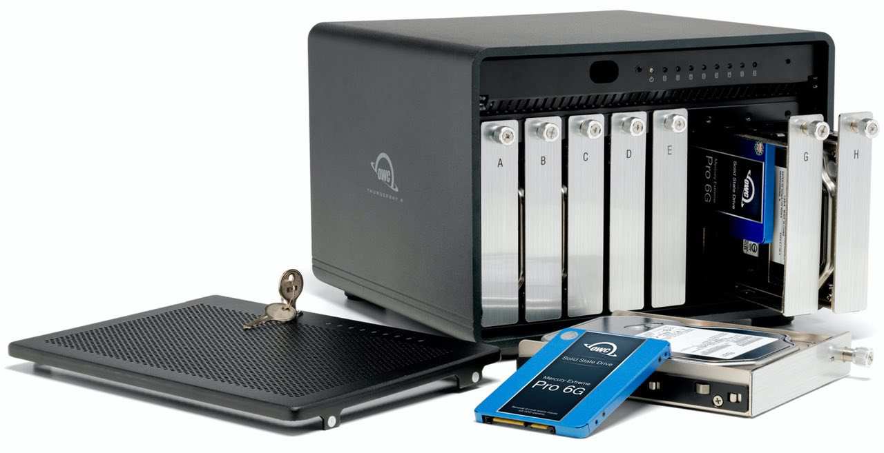 The OWC ThunderBay 8 has eight drive bays and comes with SoftRAID to simplify creating an array to your specifications