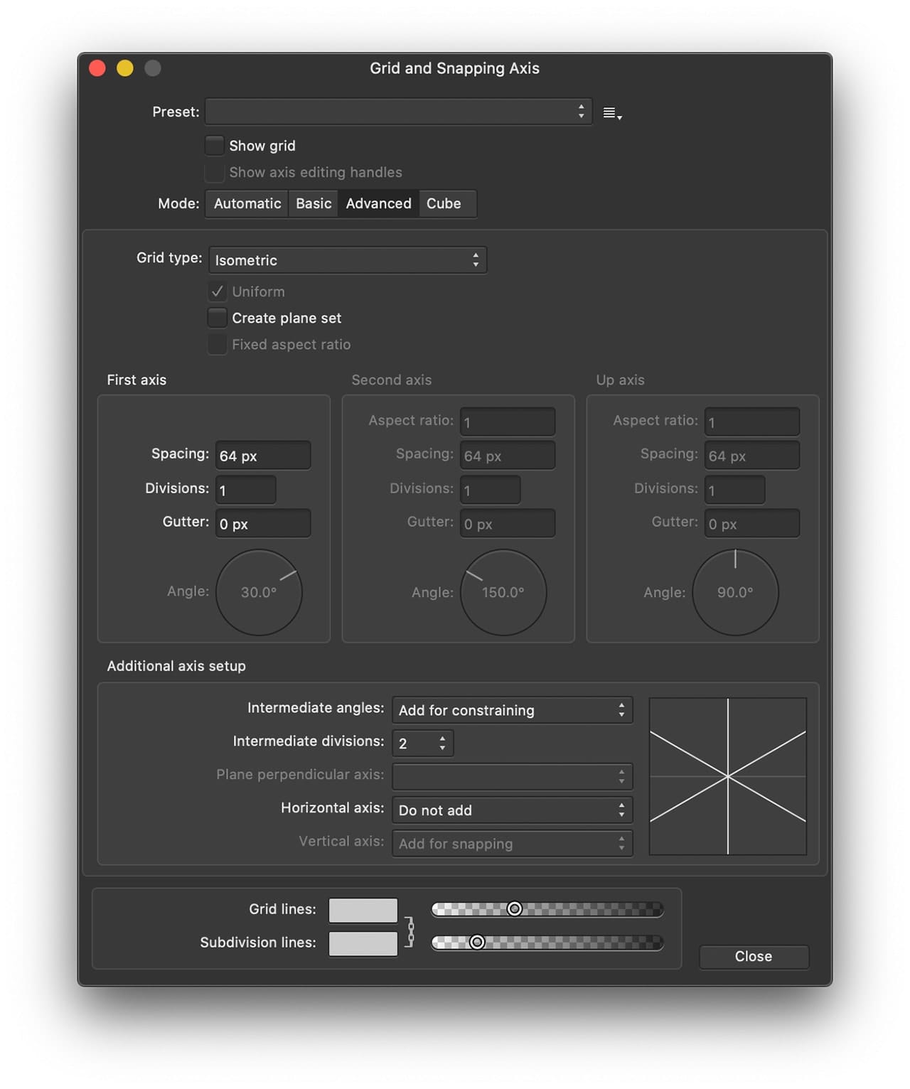 Affinity Designer Grid and Axis Manager