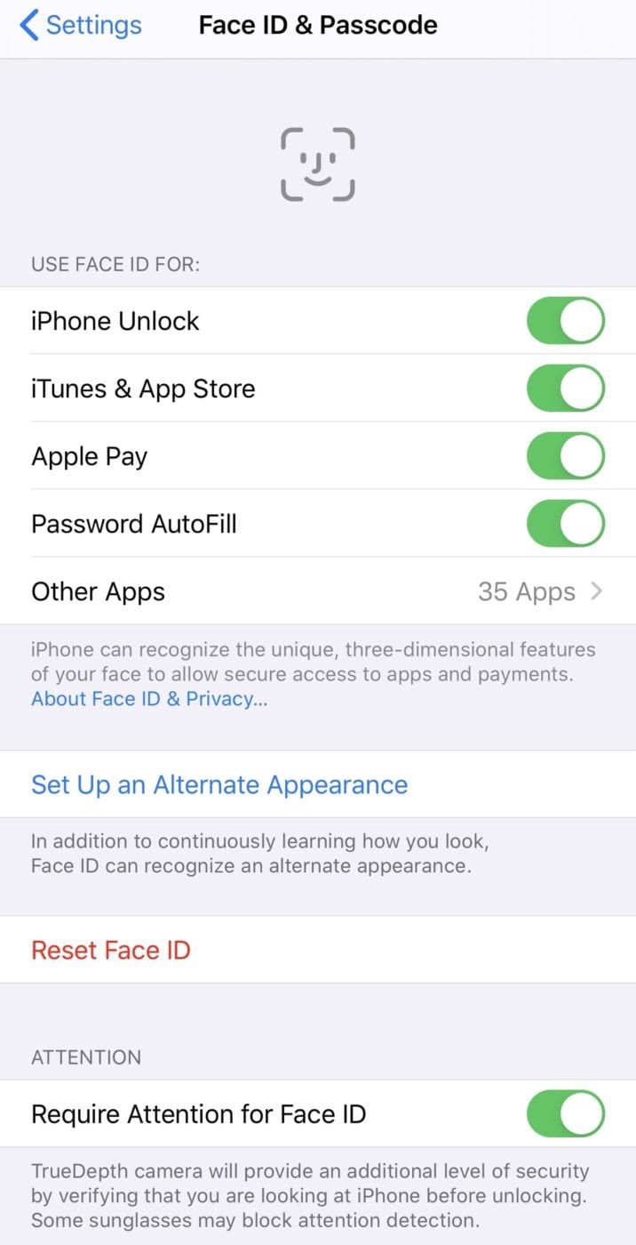 Tap Set Up an Alternate Appearance, then have Face ID learn your face without a face mask. Also note the Reset Face ID button that starts the training process. 