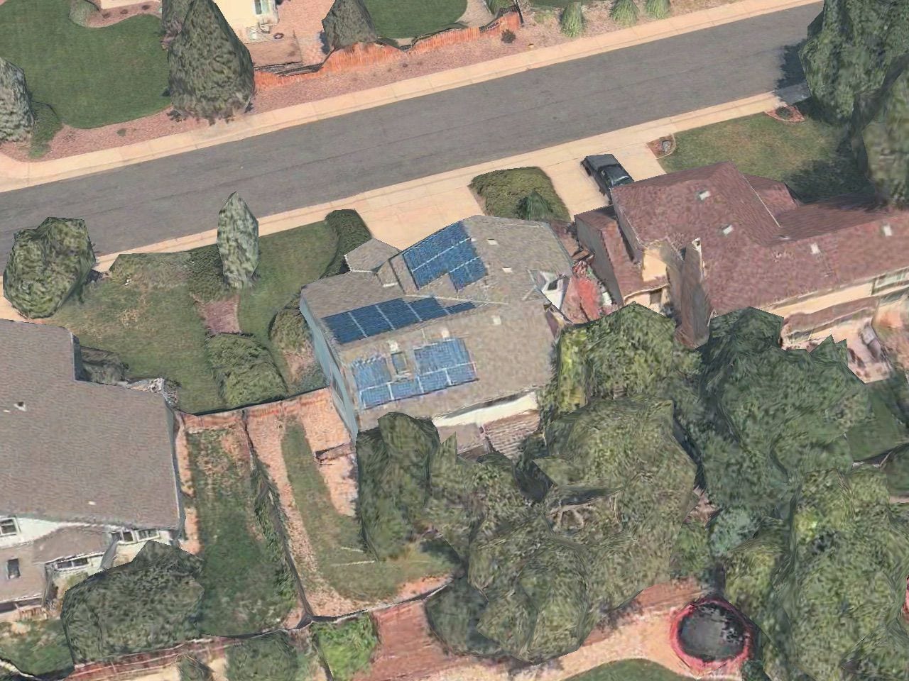 An Apple Maps 3D View of the Solar Panels on the Author's Home