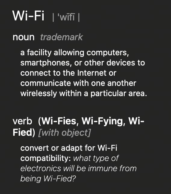 wifi spelling from macos dictionary