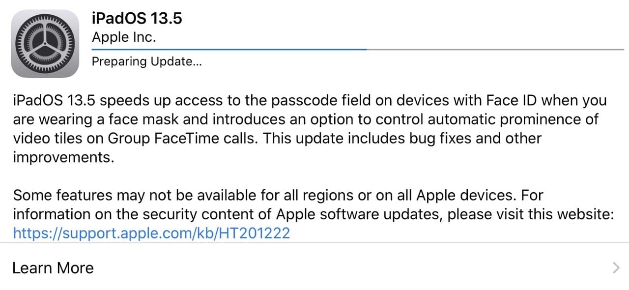 iPadOS 13.5 Update Release Notes