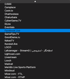 A partial list of locations you can send an OBS stream to...