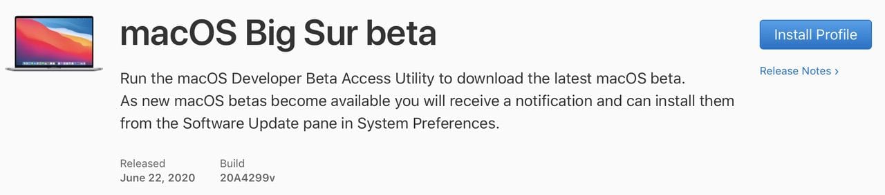 Downloading Big Sur beta from the Apple Developer website