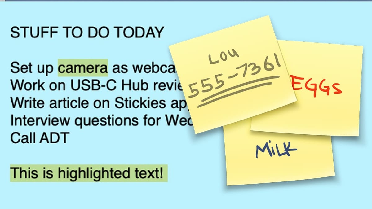 Sample sticky note with stickies app icon