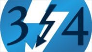 Thunderbolt logo with a 3 and 4