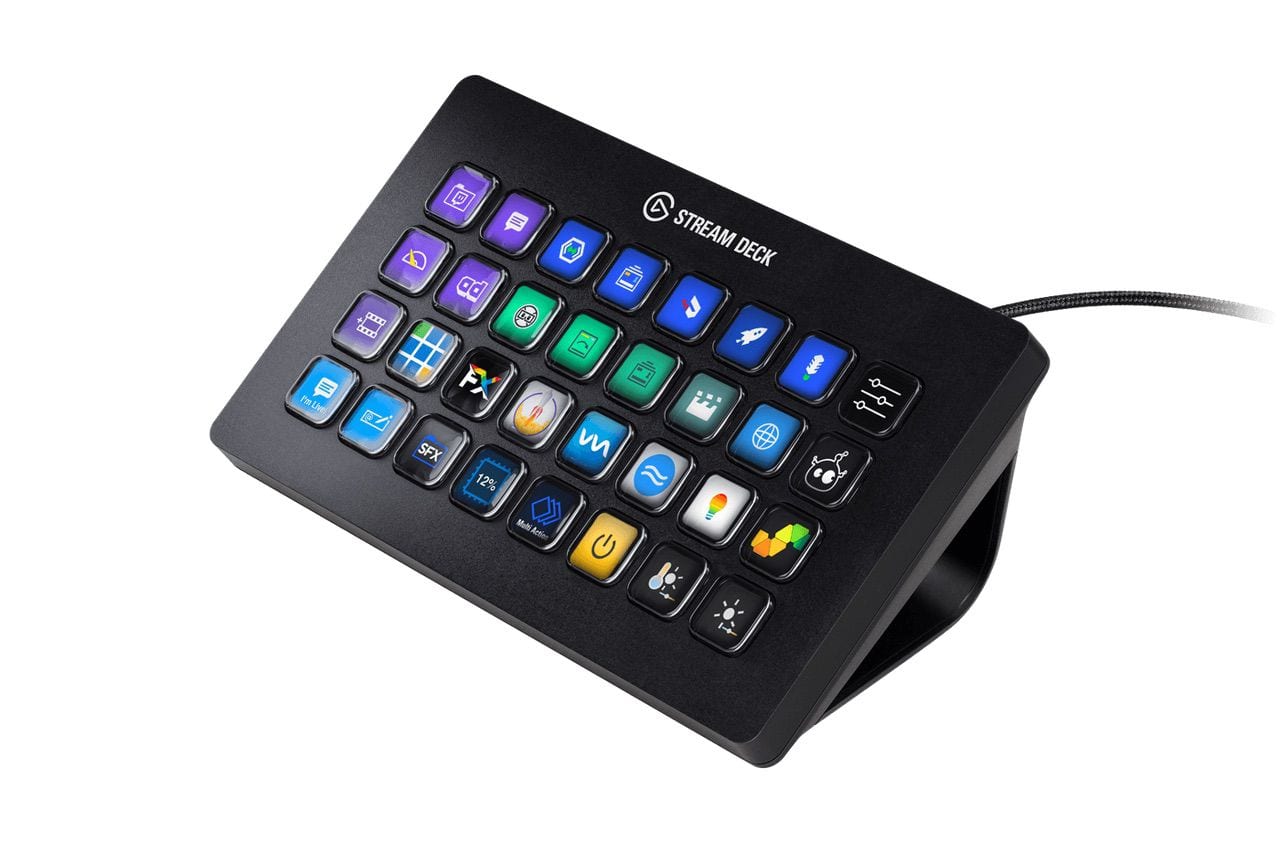An Elgato Stream Deck XL, showing the programmable LED keys. Smaller 6 and 15 button models are available.