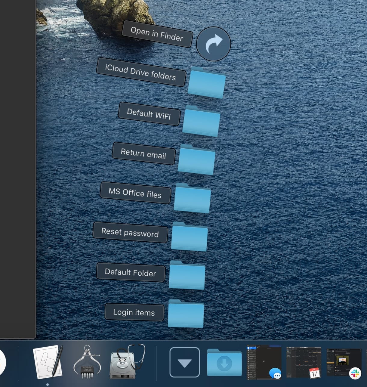 screenshot of a dock folder showing fan stack