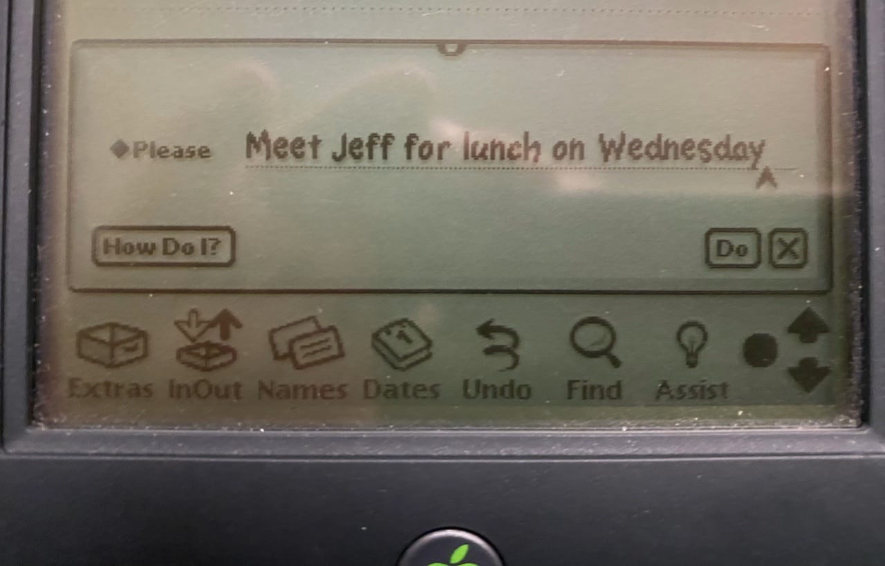 Handwritten request to "meet Jeff for lunch on Wednesday"...