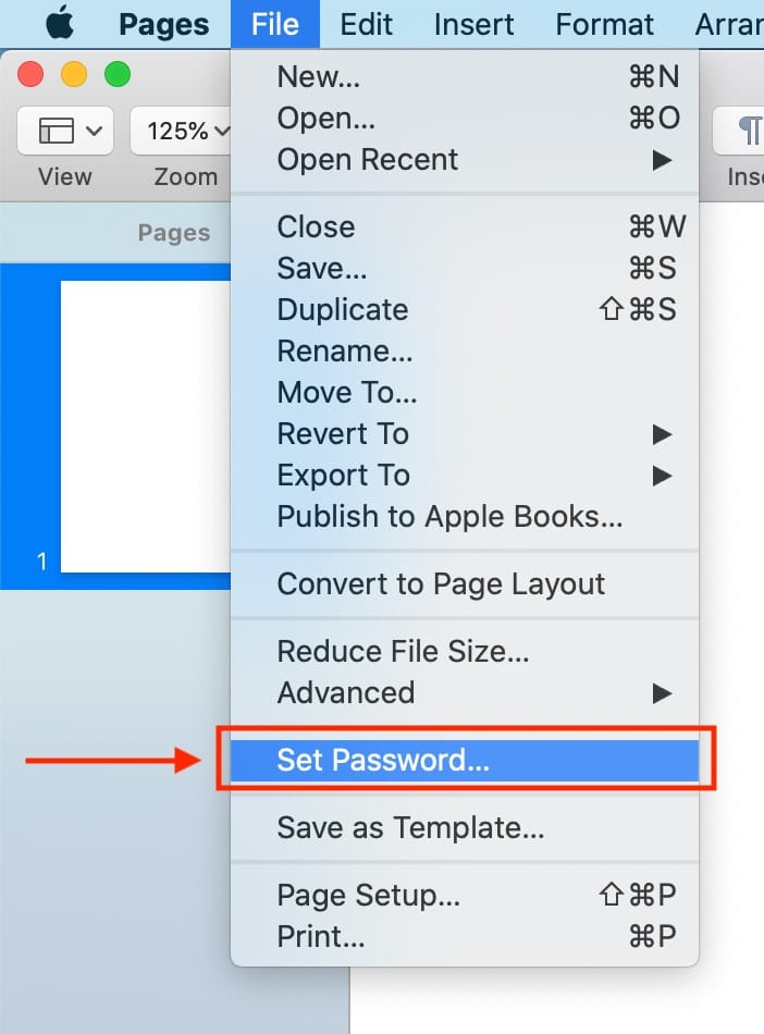 Setting a Pages document password is easy