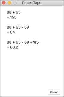 The Calculator app's paper tape