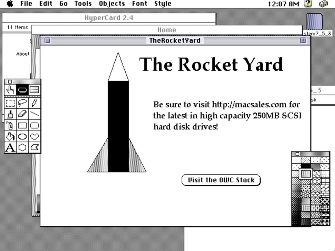Imagining The Rocket Yard and MacSales.com as a HyperCard stack...