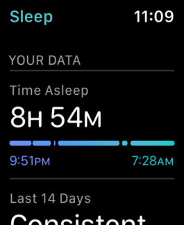 "Your Data" in the Watch Sleep app