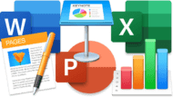 Microsoft Word, Microsoft PowerPoint, Microsoft Excel, macOS Pages, macOS Keynote, macOS Numbers icons