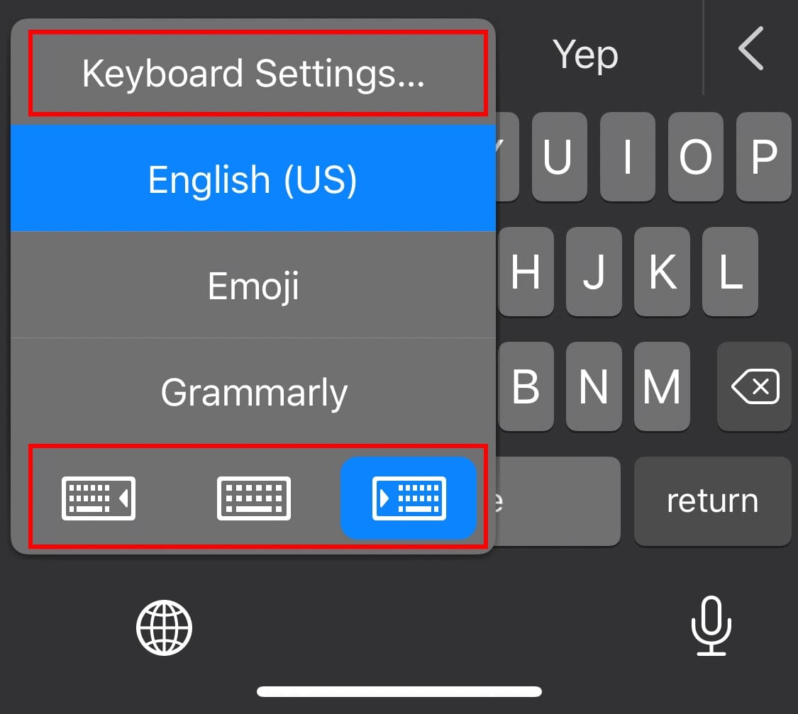 You can access your keyboard settings directly from the keyboard.