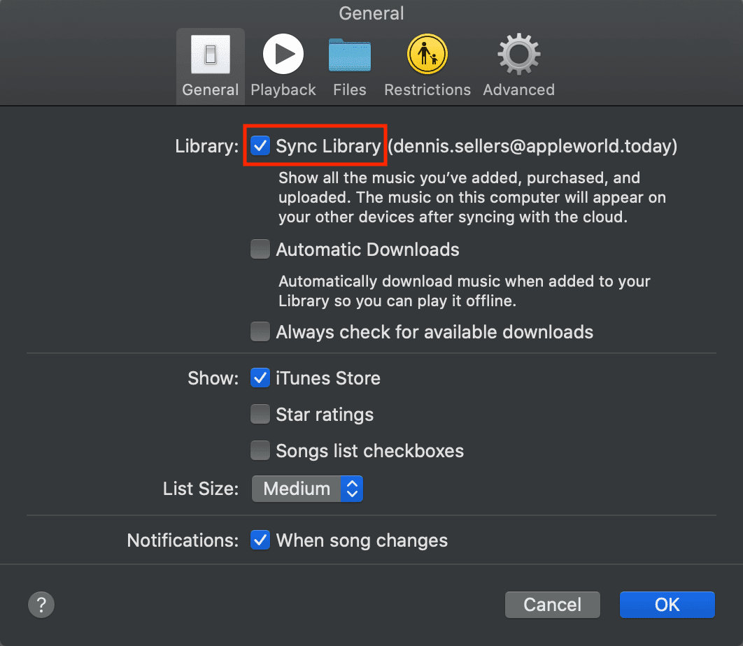 Mac Music app preferences