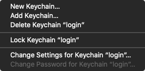 delete keychain dropdown menu
