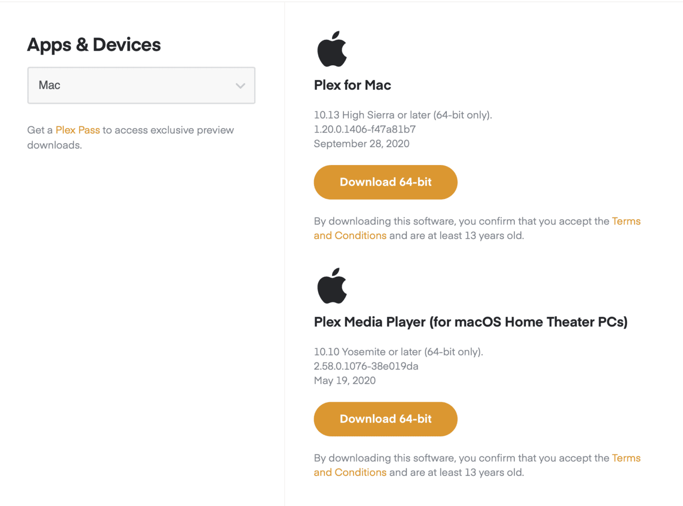 Begin setup of Plex by downloading the Plex for Mac app (64-bit) 