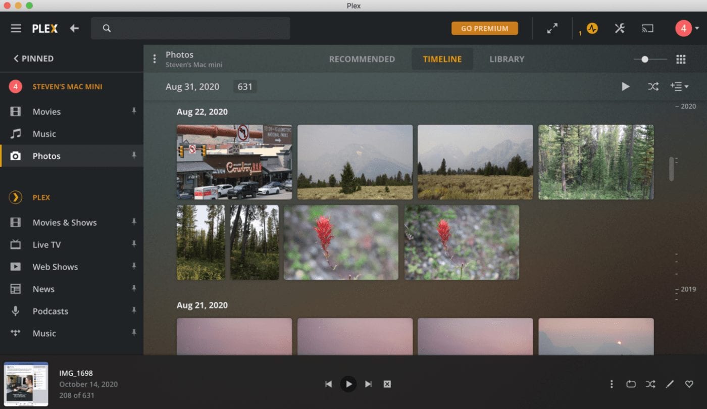 Plex photos timeline
