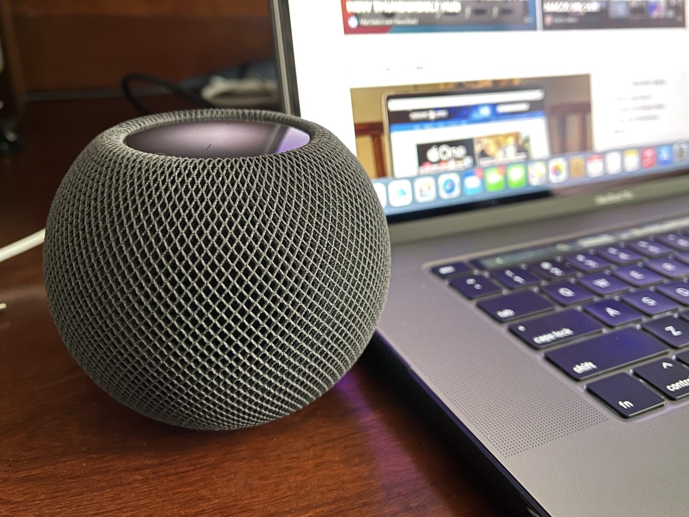 The HomePod mini in Space Gray. Photo by Steven Sande