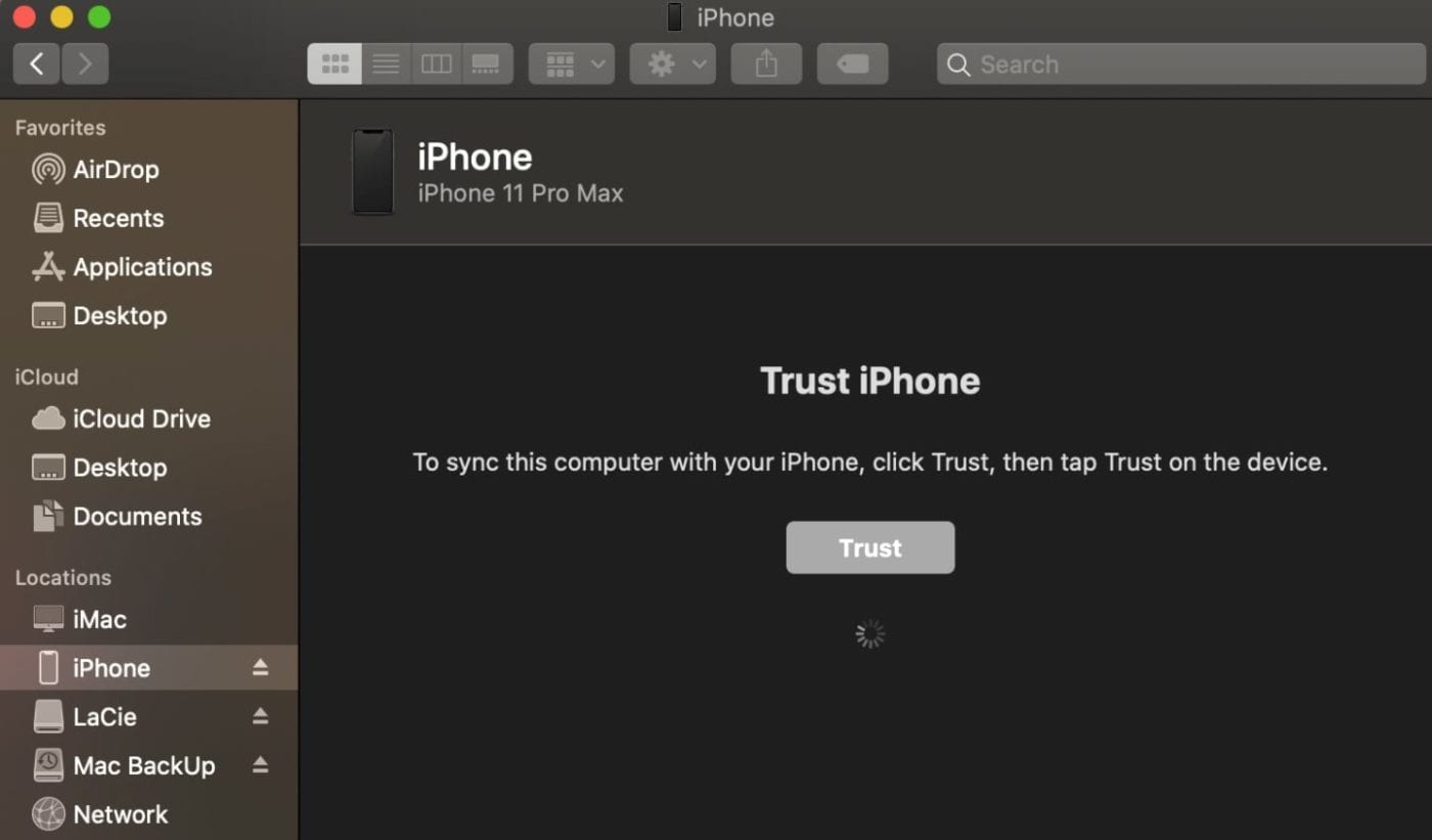 iPhone sync window to use for recording