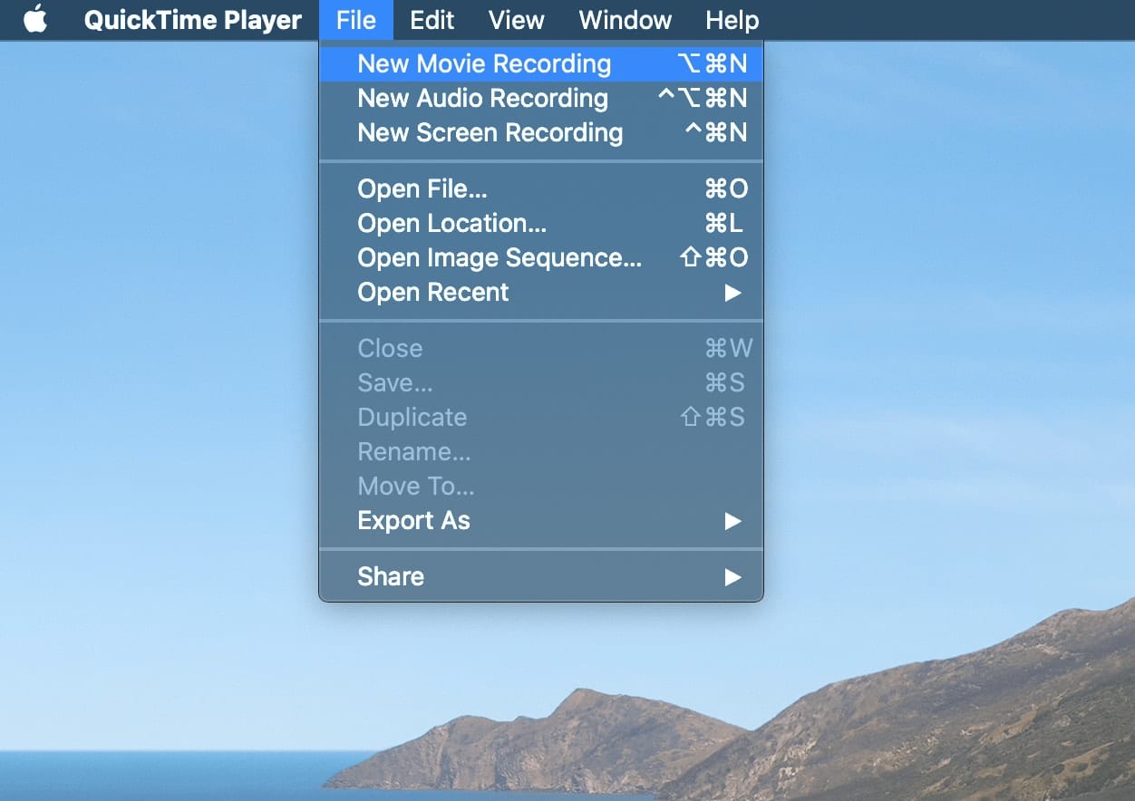 Using QuickTime, choose New Movie Recording to use your iPhone as a video camera