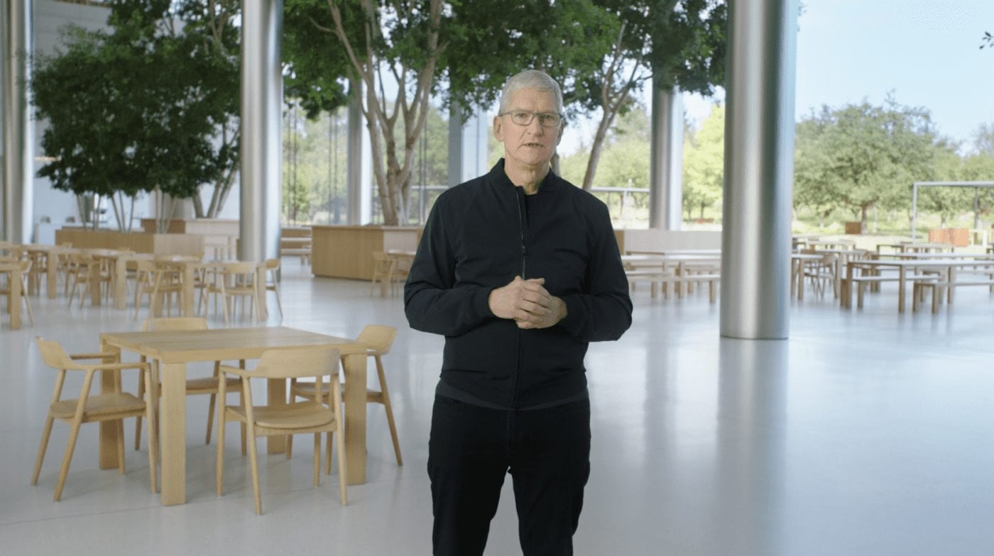 Apple CEO Tim Cook kicking off the November 12 2020 "One more thing" event at Apple Park. Image via Apple. 
