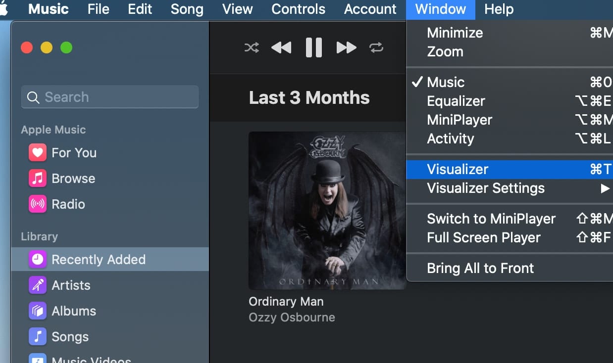 Using the Visualizer in macOS Music