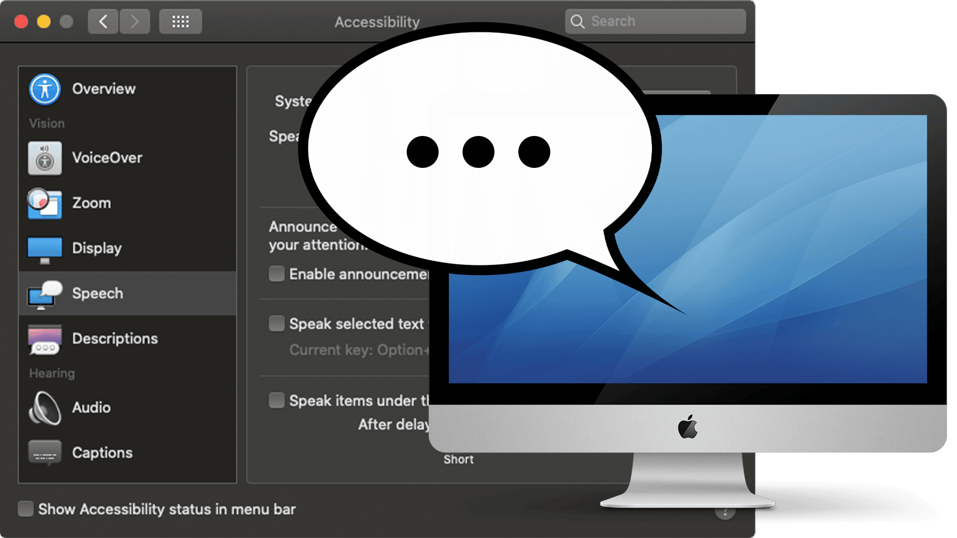 how to make macbook read text