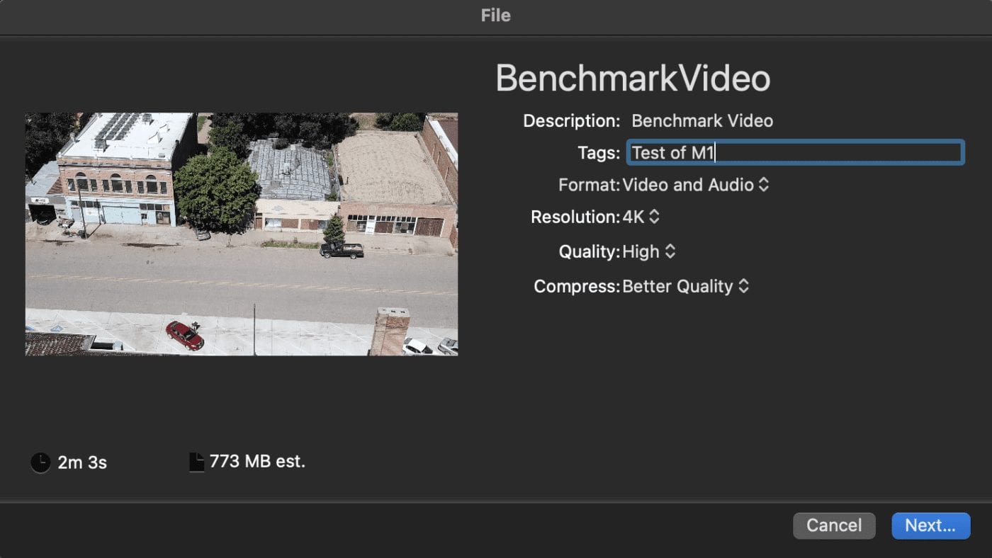 M1 Video Benchmark