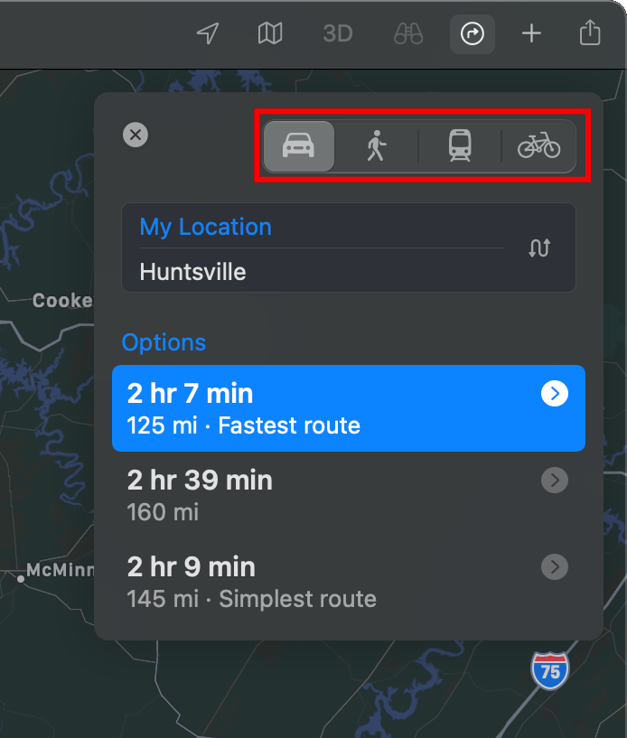 Maps options