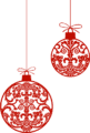 two transparent red christmas ornaments
