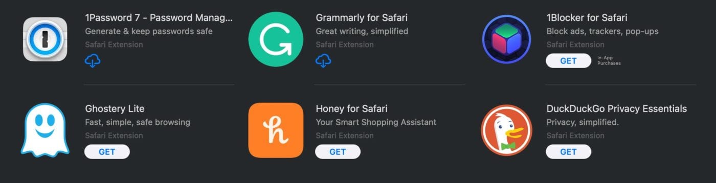 safari extensions in app store