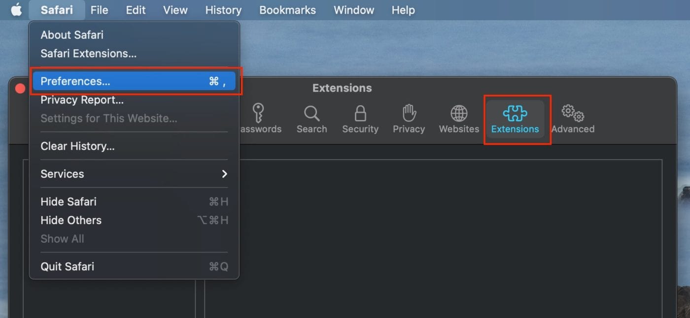 safari extensions preferences