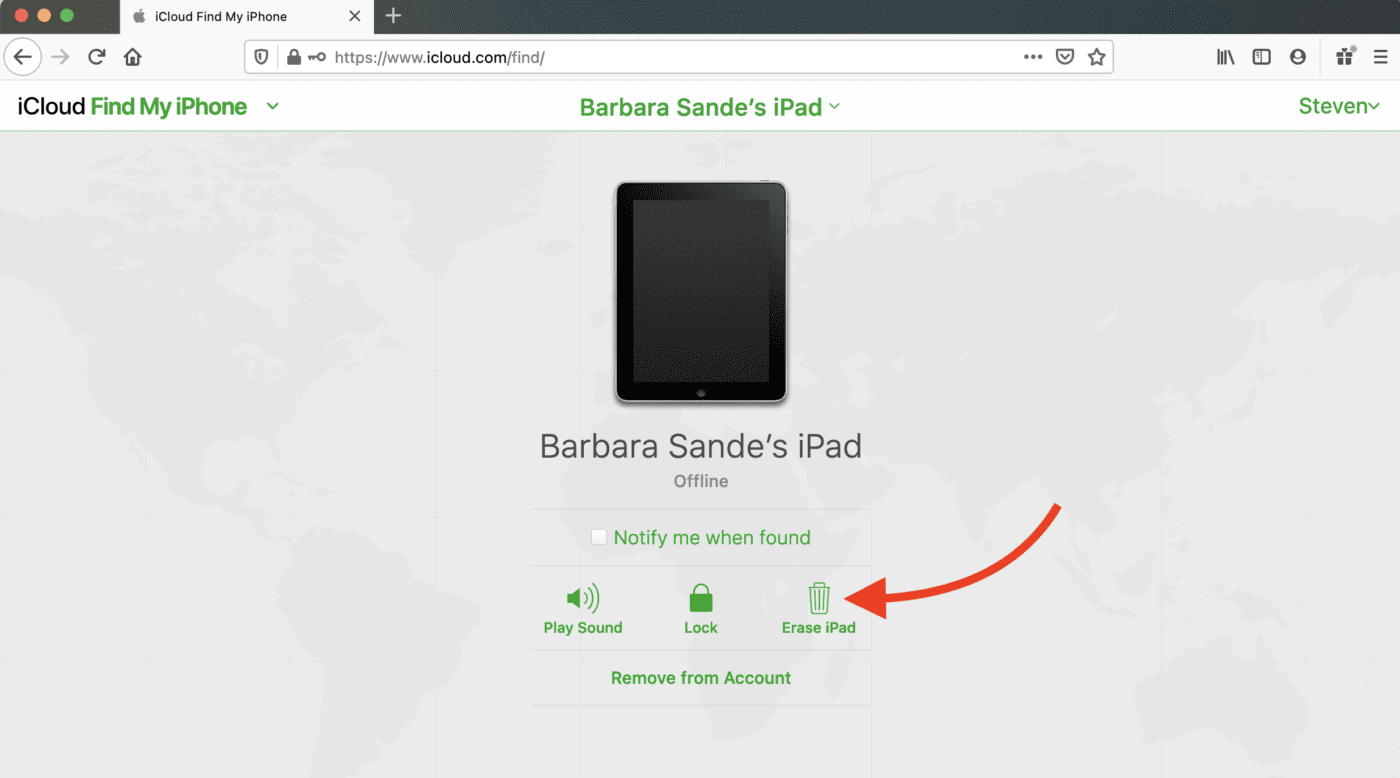 Erasing an iPad Using iCloud.com