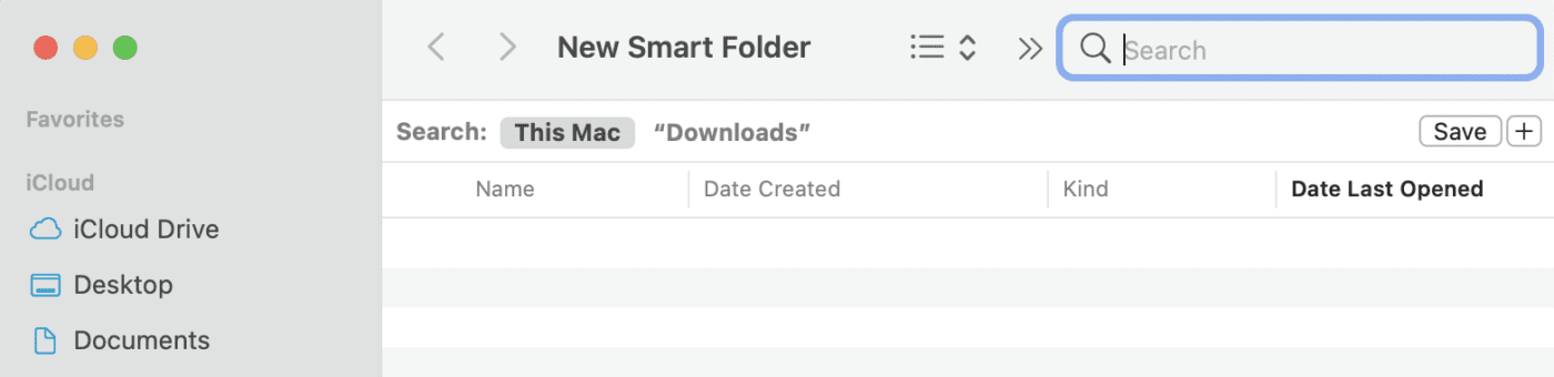 Creating a new Smart Folder