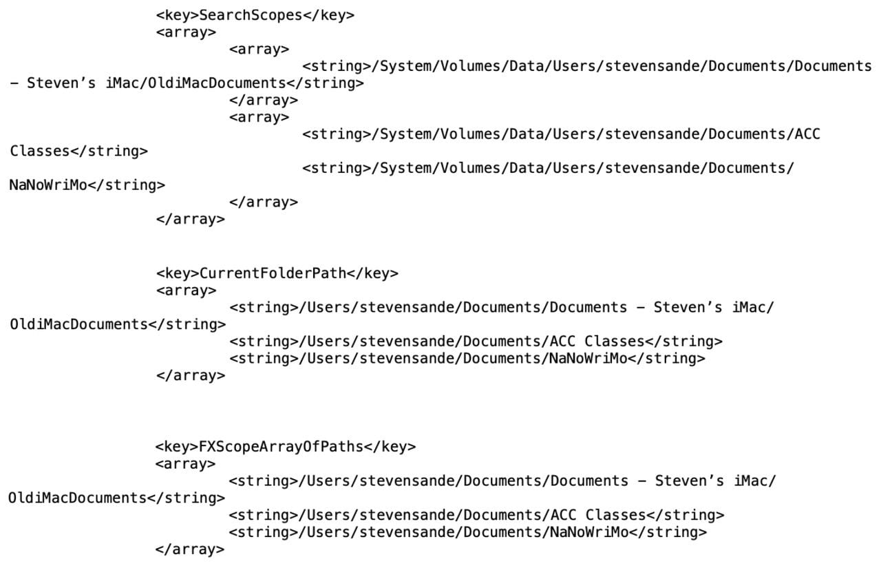 A composite screenshot showing what the arrays look like with the new paths inserted