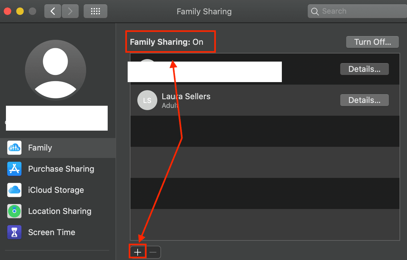 Family Sharing must be turned on to add a child