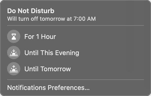 Do Not Disturb options in macOS Big Sur