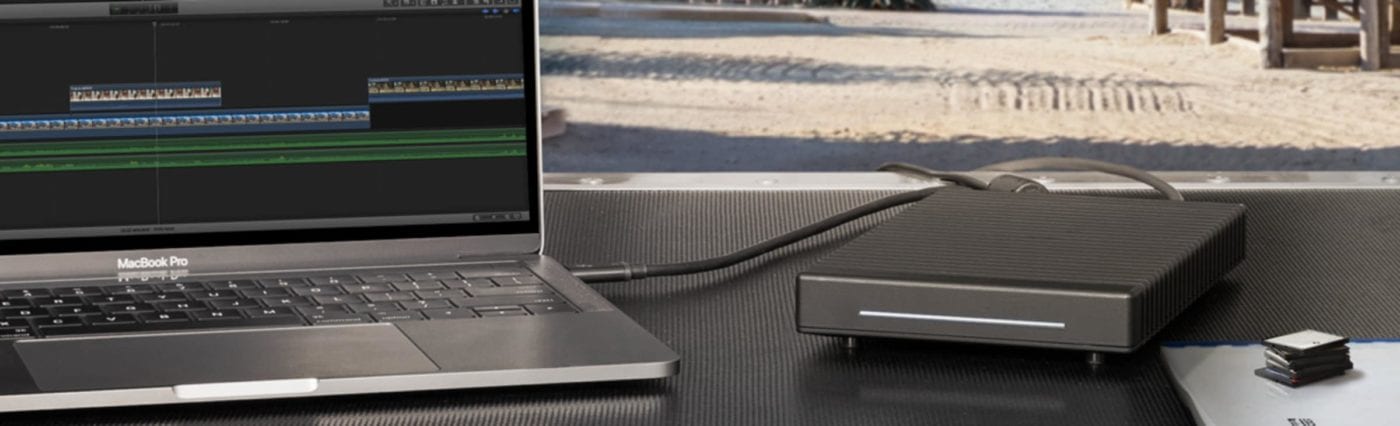 OWC ThunderBlade connected to a macBook Pro