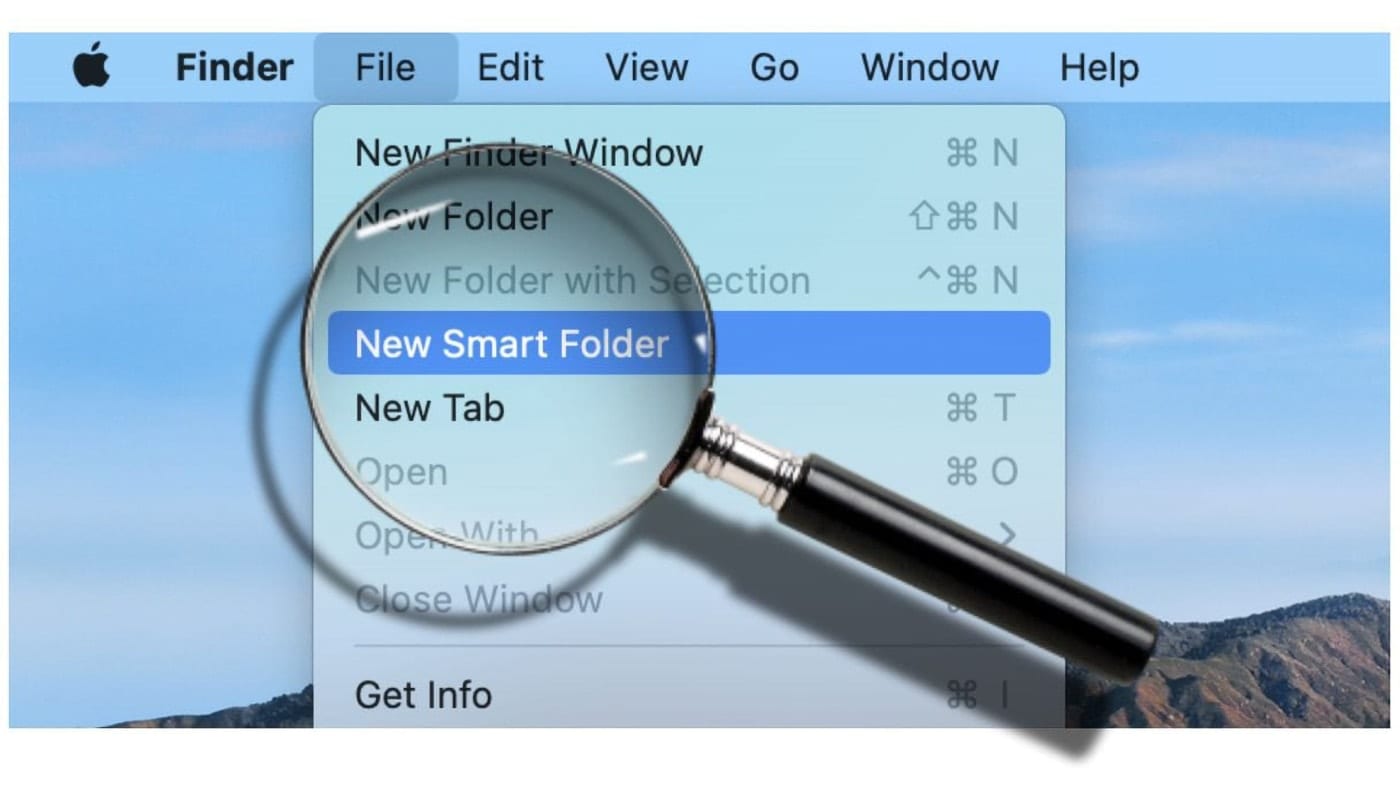 File dropdown menu with magnifying glass