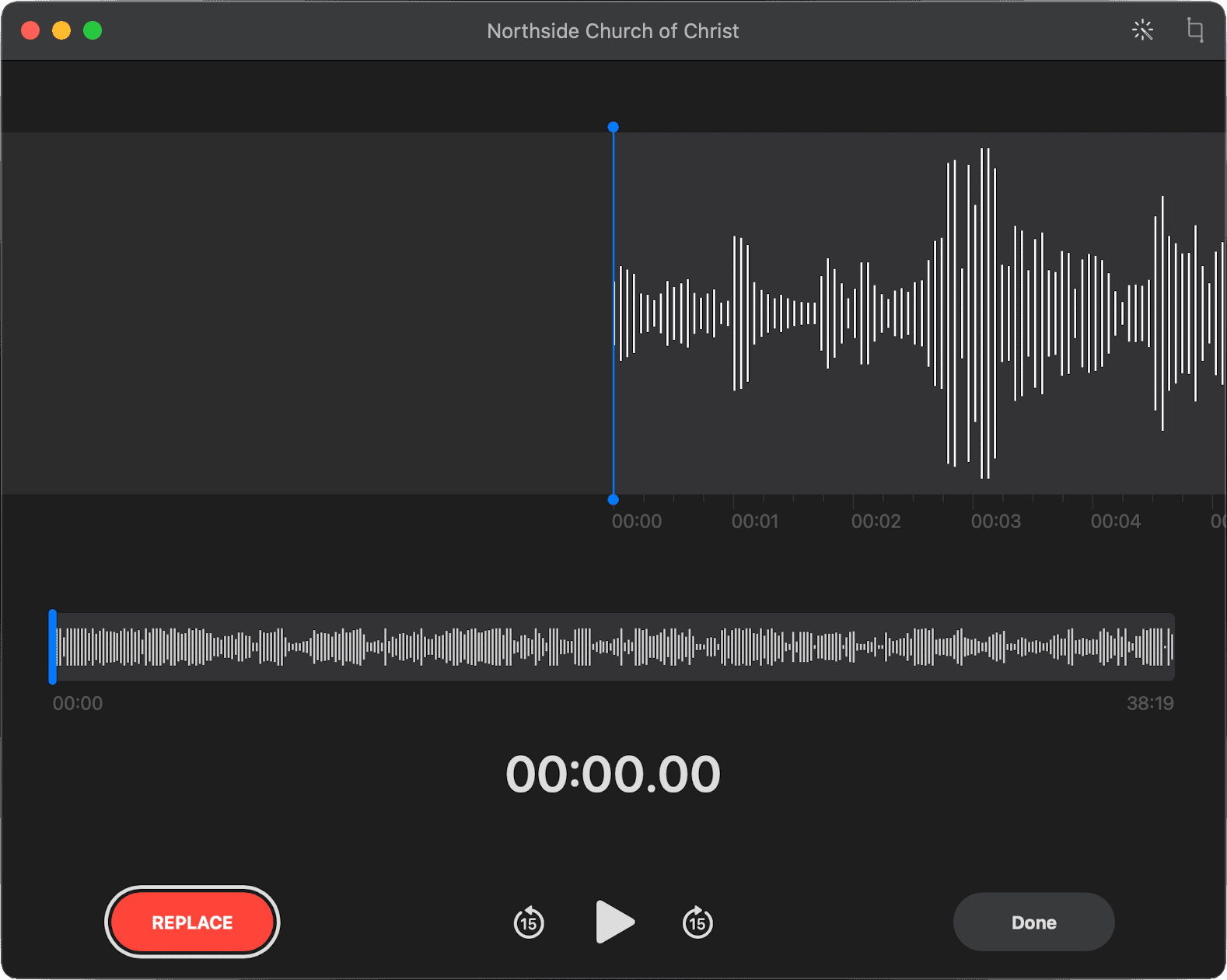macOS voice memo showing soundwaves of a recording