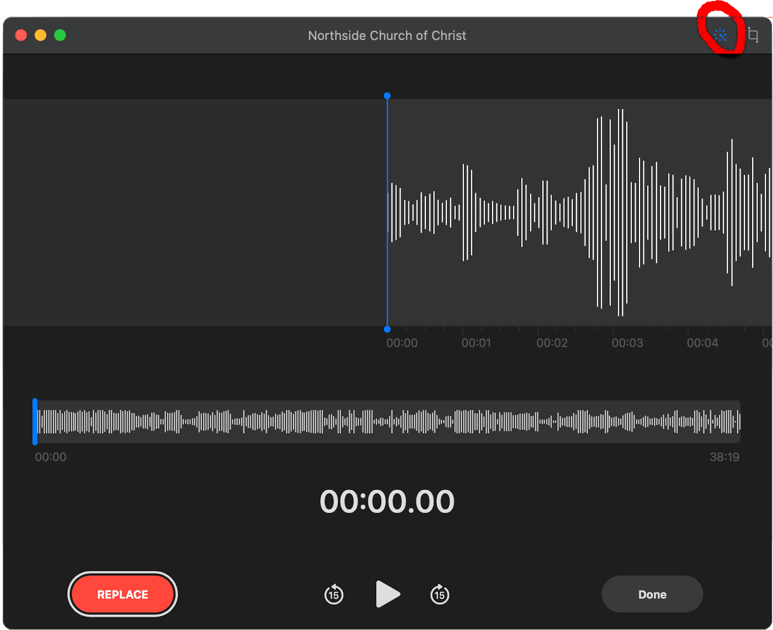 macOS voice memo showing enhance button highlighted