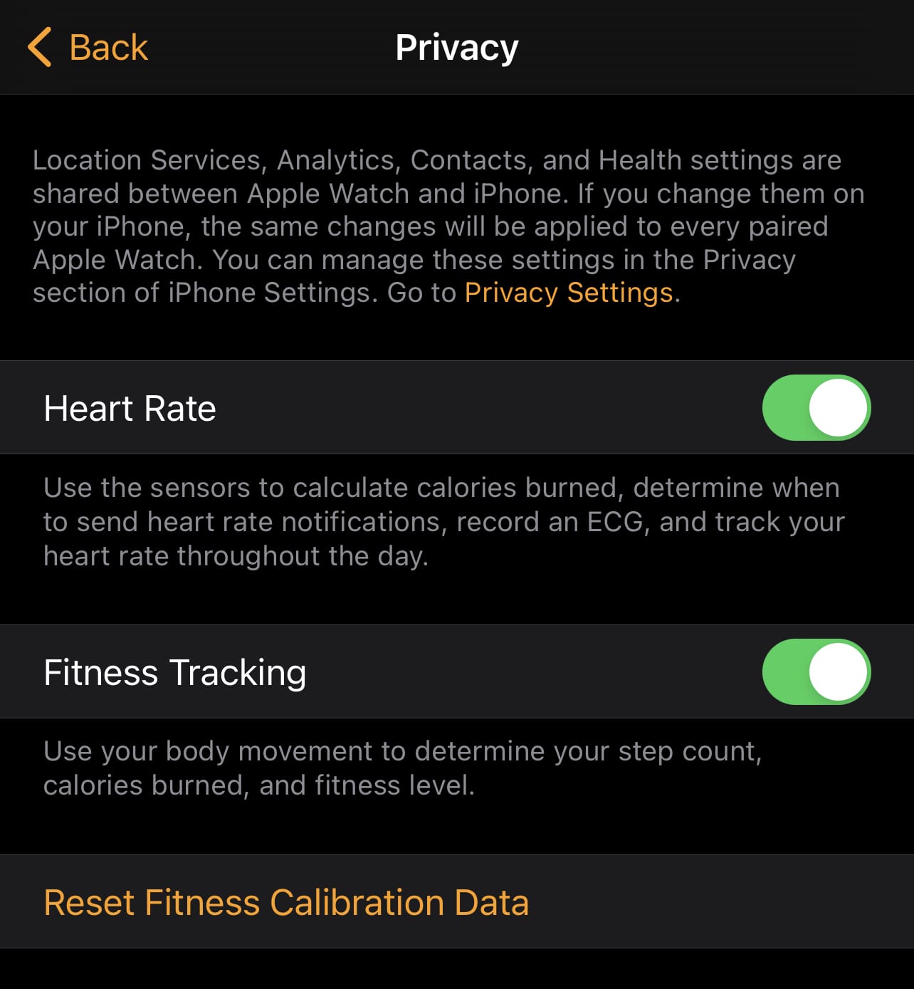 What does resetting calibration on apple watch outlet do