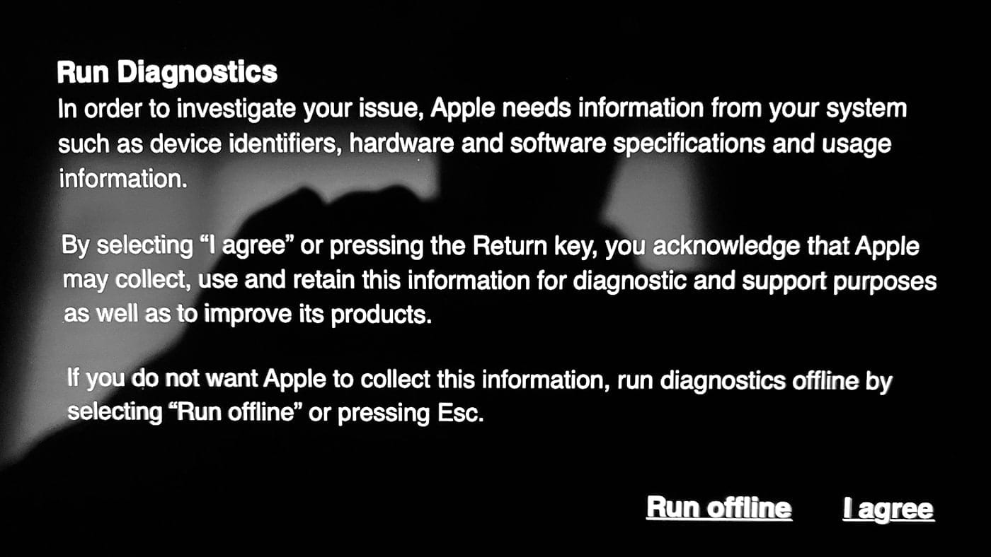 The run diagnostics screen on an M1 Mac