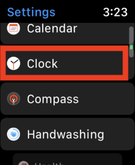 Clock Settings on Apple Watch