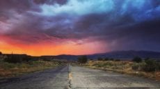 New Mexico desert road at sunset - photo by jonathan sims