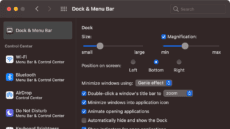 mac Big Sur dock & menu bar preferences