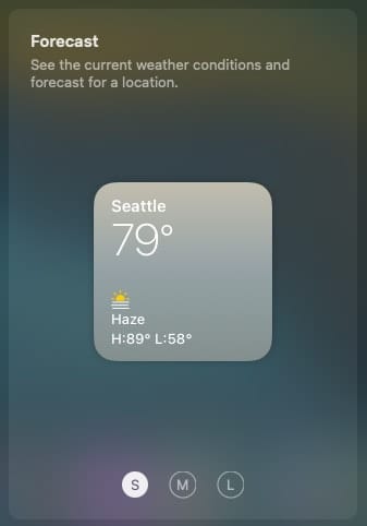 Editing Weather widget in macOS Big Sur